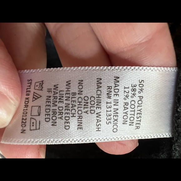 Gray, semi fitted, v neck, T-shirt dress, with side slit. - Picture 7 of 10